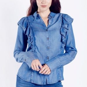 Soft denim button down top